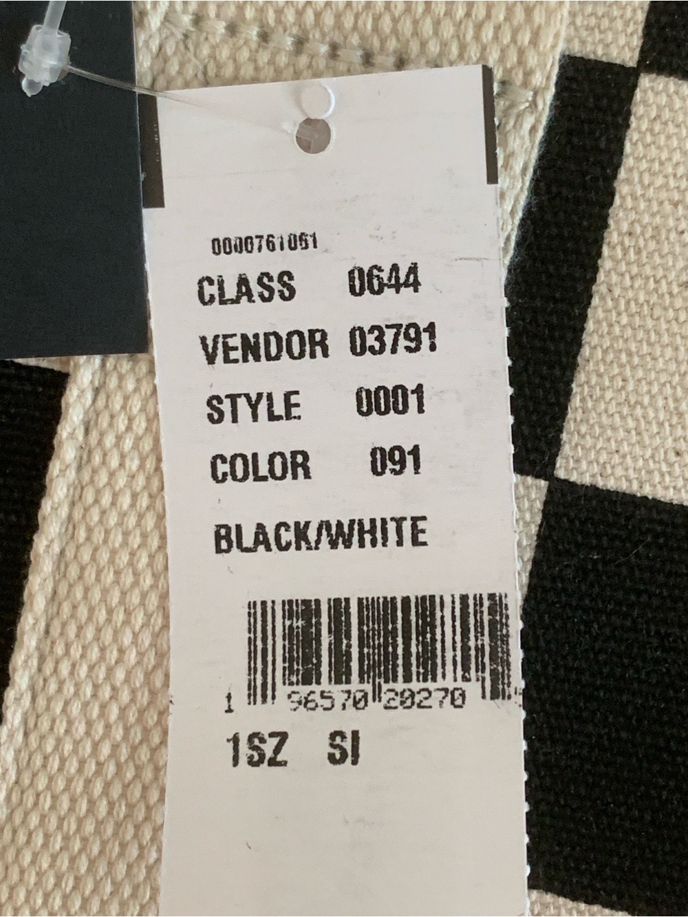 Vans Pergs Checkerboard Canvas Tote Bag Black Antique White NWT - Picture 2 of 9